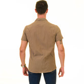 Solid Tan European Made & Designed Hawaiian Summer Shirts For Men